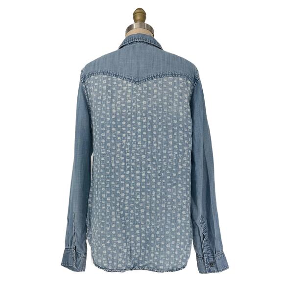 Anthropologie Cloth & Stone Dot-Dash Chambray Button-Up Shirt size Small - Picture 4 of 14